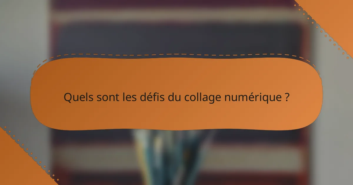 Quels sont les défis du collage numérique ?